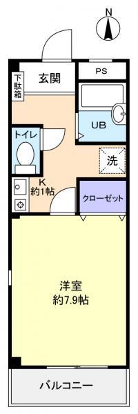 ロフティーグリーンII(1K/2階)の間取り写真