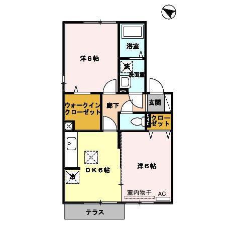 グランドソレイユ(2DK/1階)の間取り写真