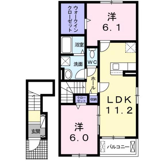 ネオヴィータ III(2LDK/2階)の間取り写真