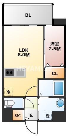 MODERN PALAZZO 長崎 CENTRAL(1LDK/7階)の間取り写真