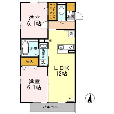 アゼリア(2LDK/2階)の間取り写真
