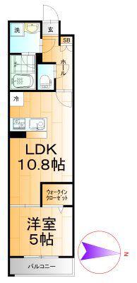 トレ・アルコバレーノ中央(1LDK/5階)の間取り写真