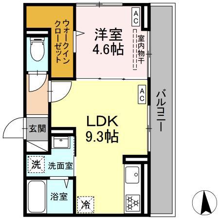 D PAINA 桜ヶ丘(1LDK/3階)の間取り写真