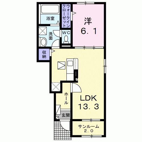 フルール山鹿 I(1LDK/1階)の間取り写真