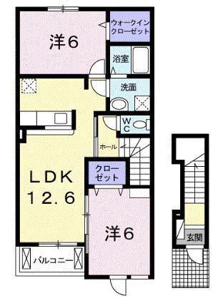 ソレイユS(2DK/1階)の間取り写真