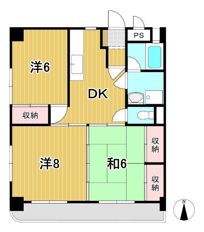ハイムベルマリーナ(3DK/3階)の間取り写真