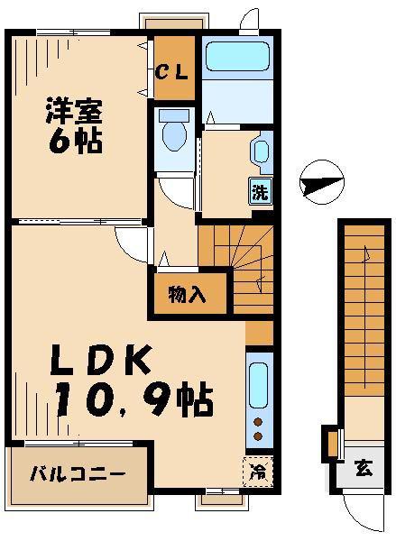 クレール桜上水(1LDK/2階)の間取り写真