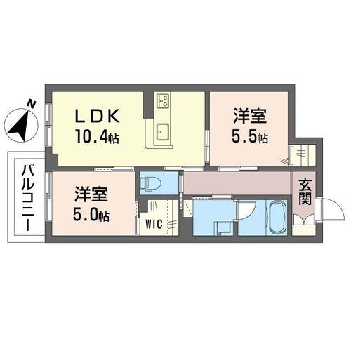 トロワベルテュ(2LDK/2階)の間取り写真