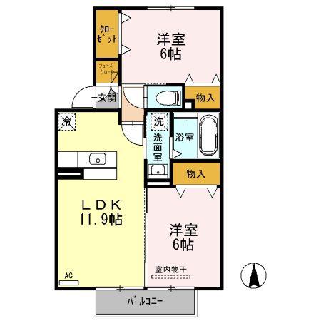 メゾン・ド・ラ・フェルテ(2LDK/2階)の間取り写真