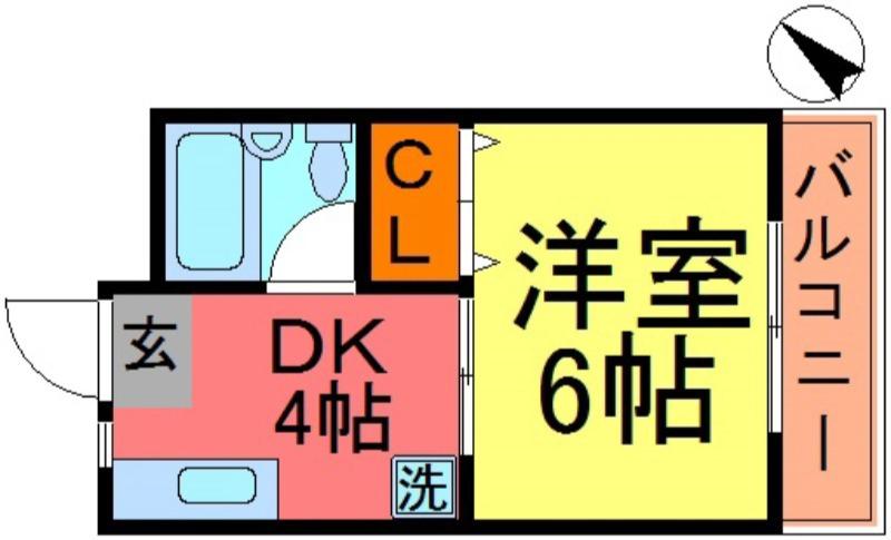 パールシティーII(1DK/1階)の間取り写真