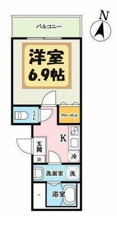 ユーフォリア東浦和(1K/2階)の間取り写真