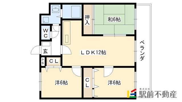プレジール天拝(3LDK/7階)の間取り写真