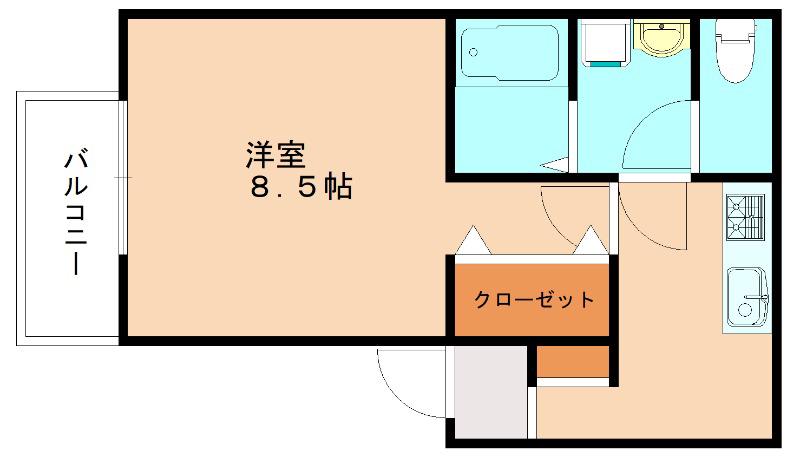 ドリームウッズ(1K/1階)の間取り写真
