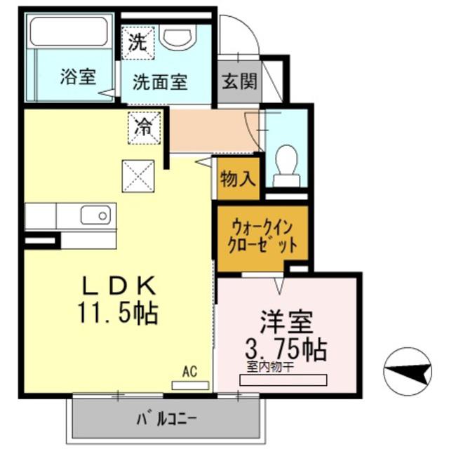 フローラ片倉(1LDK/1階)の間取り写真