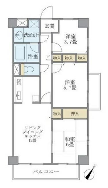 KDXレジデンス田園調布(3LDK/3階)の間取り写真