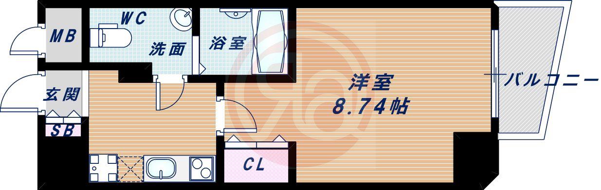 大阪プレステージアコモデーション(ワンルーム/8階)の間取り写真