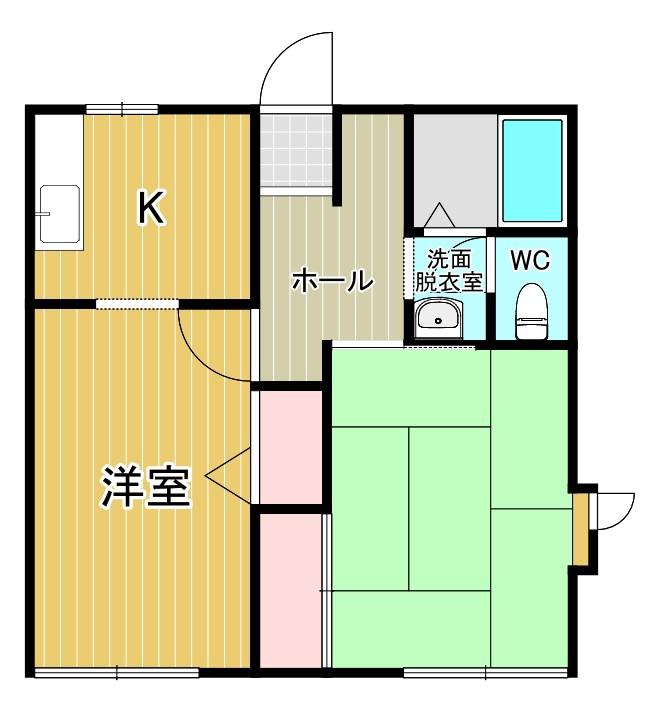 レジデンスカトレアA(2DK/1階)の間取り写真