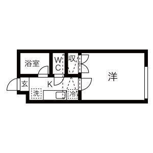 ソレイユ増田(1K/1階)の間取り写真