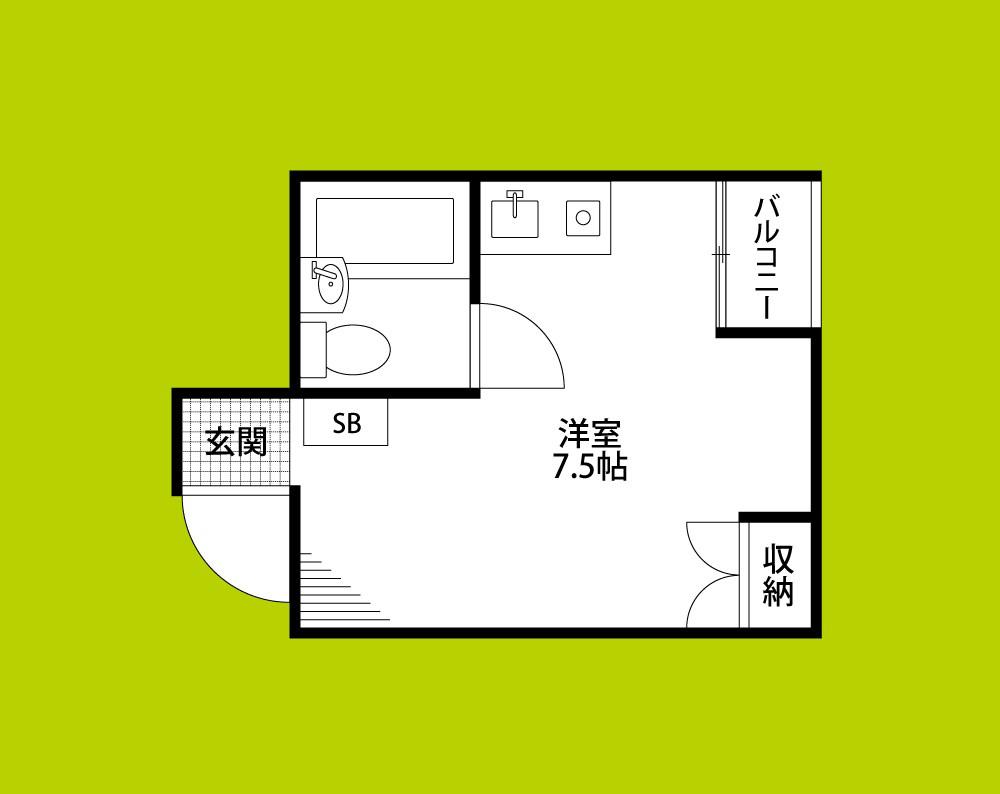 千代崎ハイツ(ワンルーム/2階)の間取り写真