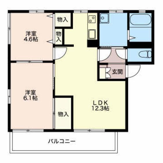 アイリスときわB棟(2LDK/2階)の間取り写真