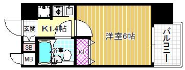 エスリード野田(1K/10階)の間取り写真