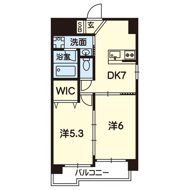 イルマーレ世安(2DK/7階)の間取り写真