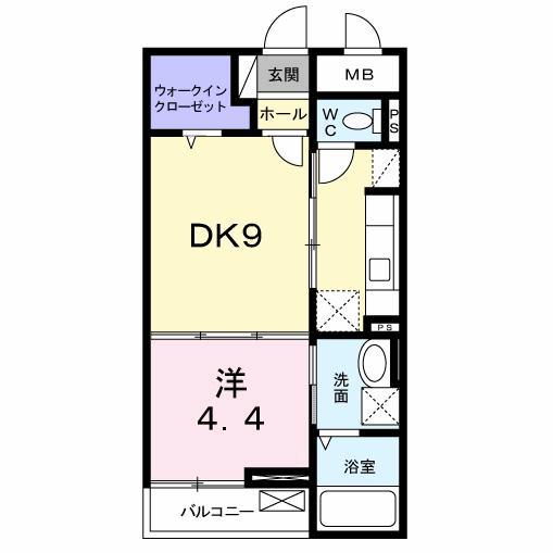 リッジクレスト(1DK/1階)の間取り写真