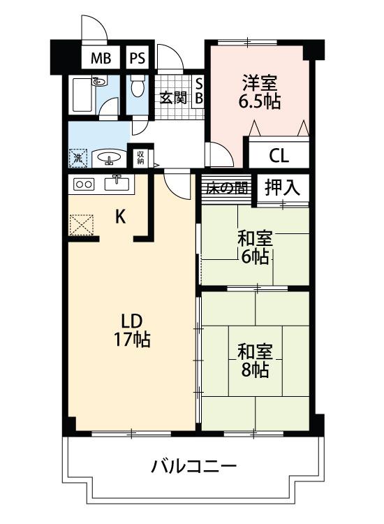 メゾン北千里(3LDK/3階)の間取り写真