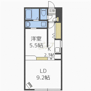 POSA TOWN当別NO2(1LDK/3階)の間取り写真