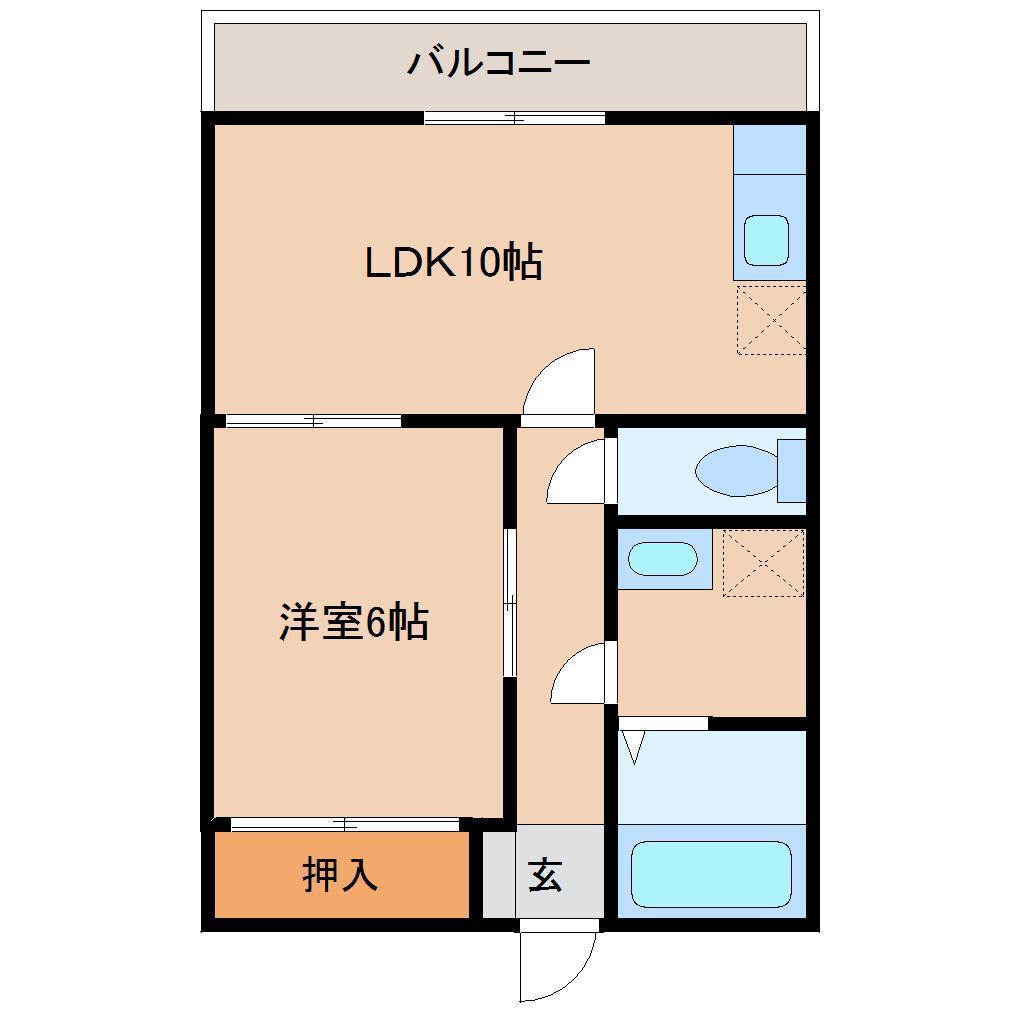 豊川ハイム(1LDK/3階)の間取り写真