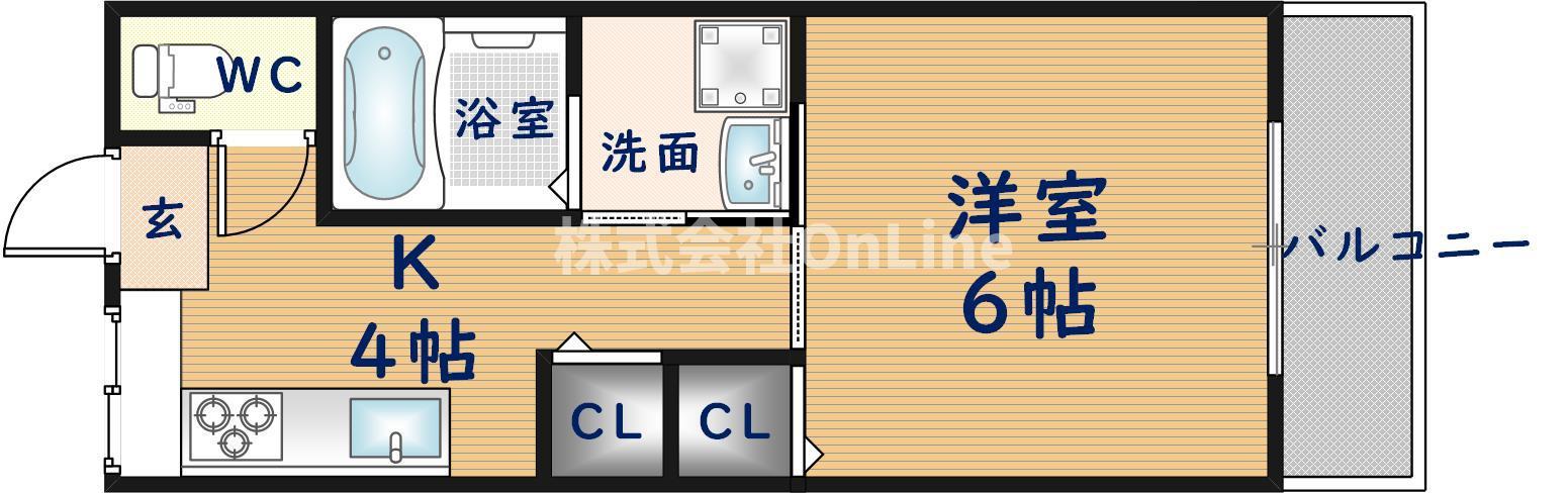 大宮マンション(1K/2階)の間取り写真