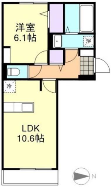 オアゾ北畝(1LDK/2階)の間取り写真