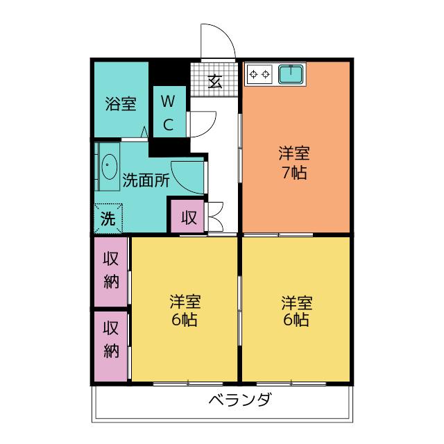 ファイブアイランド 2(2DK/1階)の間取り写真