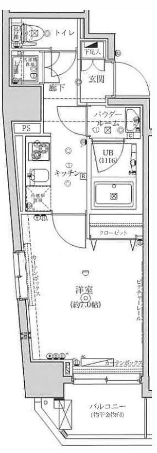 フェルクルール上野根岸(1K/4階)の間取り写真