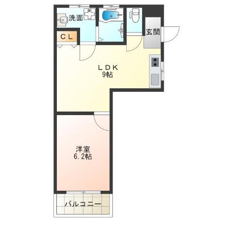 ドルフI(1LDK/2階)の間取り写真