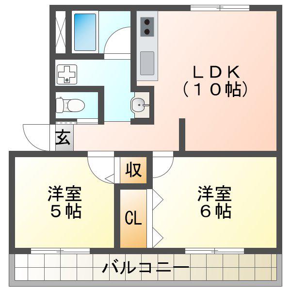 高津橋農住団地B棟(2LDK/3階)の間取り写真