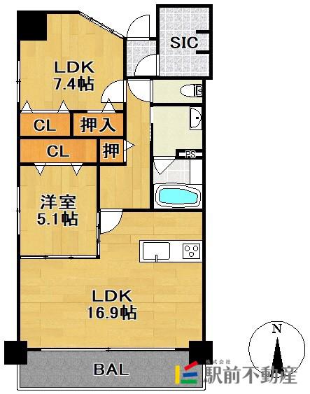 セレア日吉(2LDK/5階)の間取り写真