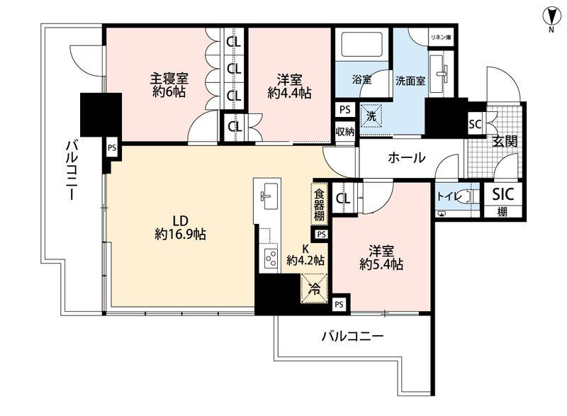 パークシティ中野ザタワー ブリーズ(3LDK/4階)の間取り写真