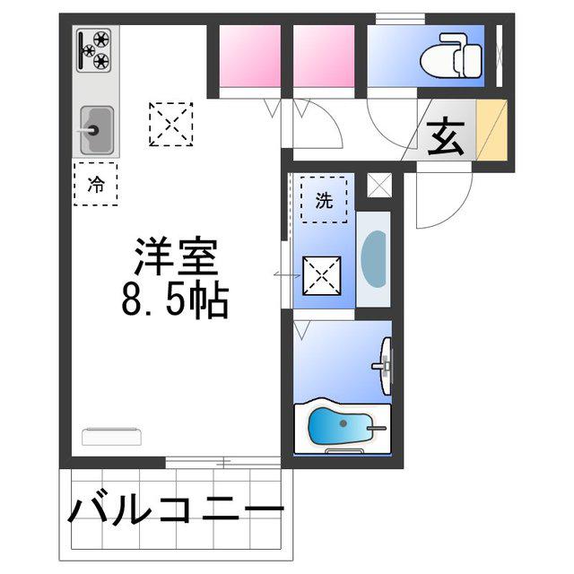 DーROOM塩屋(ワンルーム/2階)の間取り写真