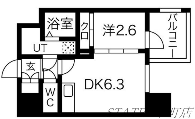 エスグランデ難波グランツ(1LDK/13階)の間取り写真
