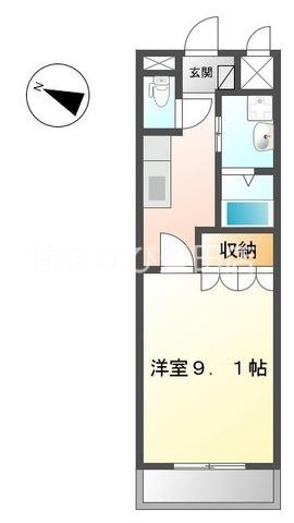 ピースタウンII(1K/1階)の間取り写真
