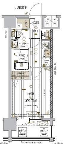 メインステージ東神奈川(1K/3階)の間取り写真