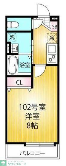 CHOUETTO希望が丘(1K/1階)の間取り写真
