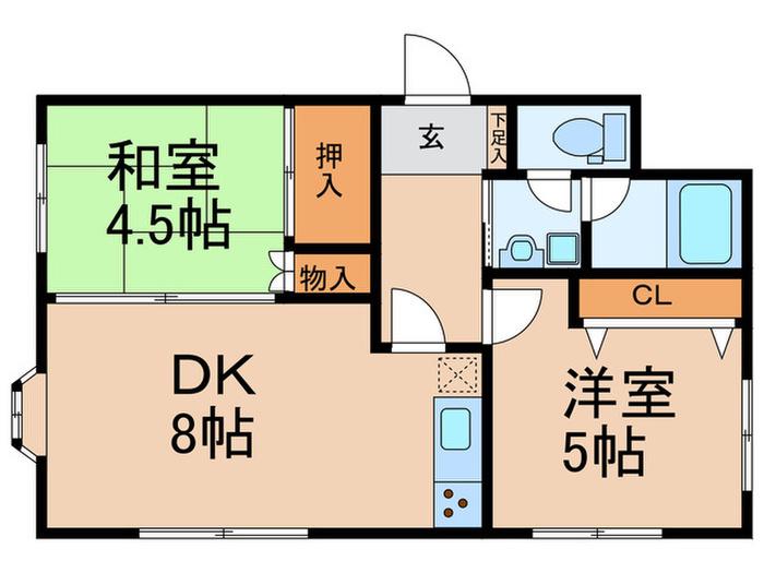 中落合3丁目1階部分(2DK/1階)の間取り写真