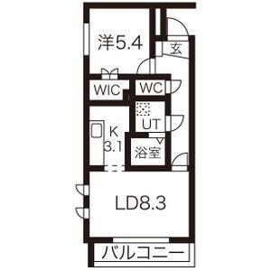 ヴィガラス川成島(1LDK/5階)の間取り写真