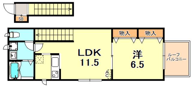 WY平磯(1LDK/2階)の間取り写真
