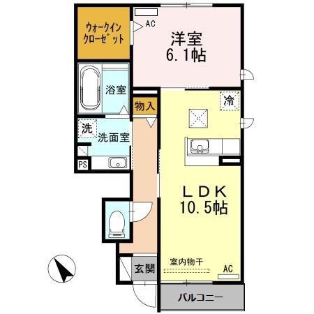 グラシア(1LDK/1階)の間取り写真
