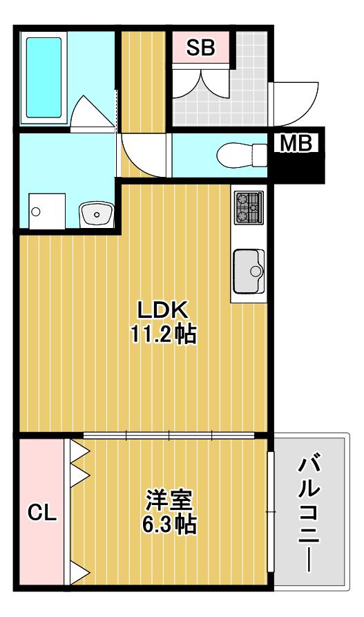 RIHITO鶴見(1LDK/1階)の間取り写真