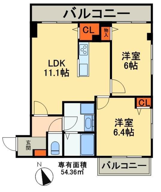 ファミリア一番館(2LDK/3階)の間取り写真