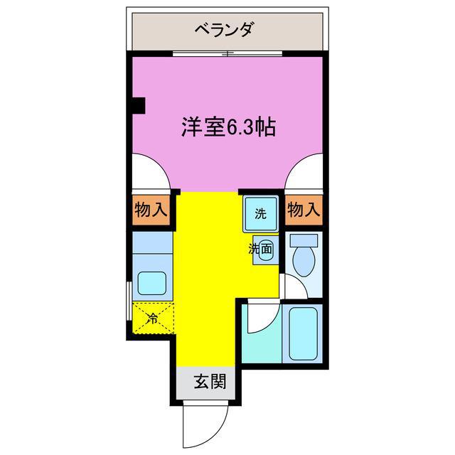 グリーンハイツ五福(1K/1階)の間取り写真